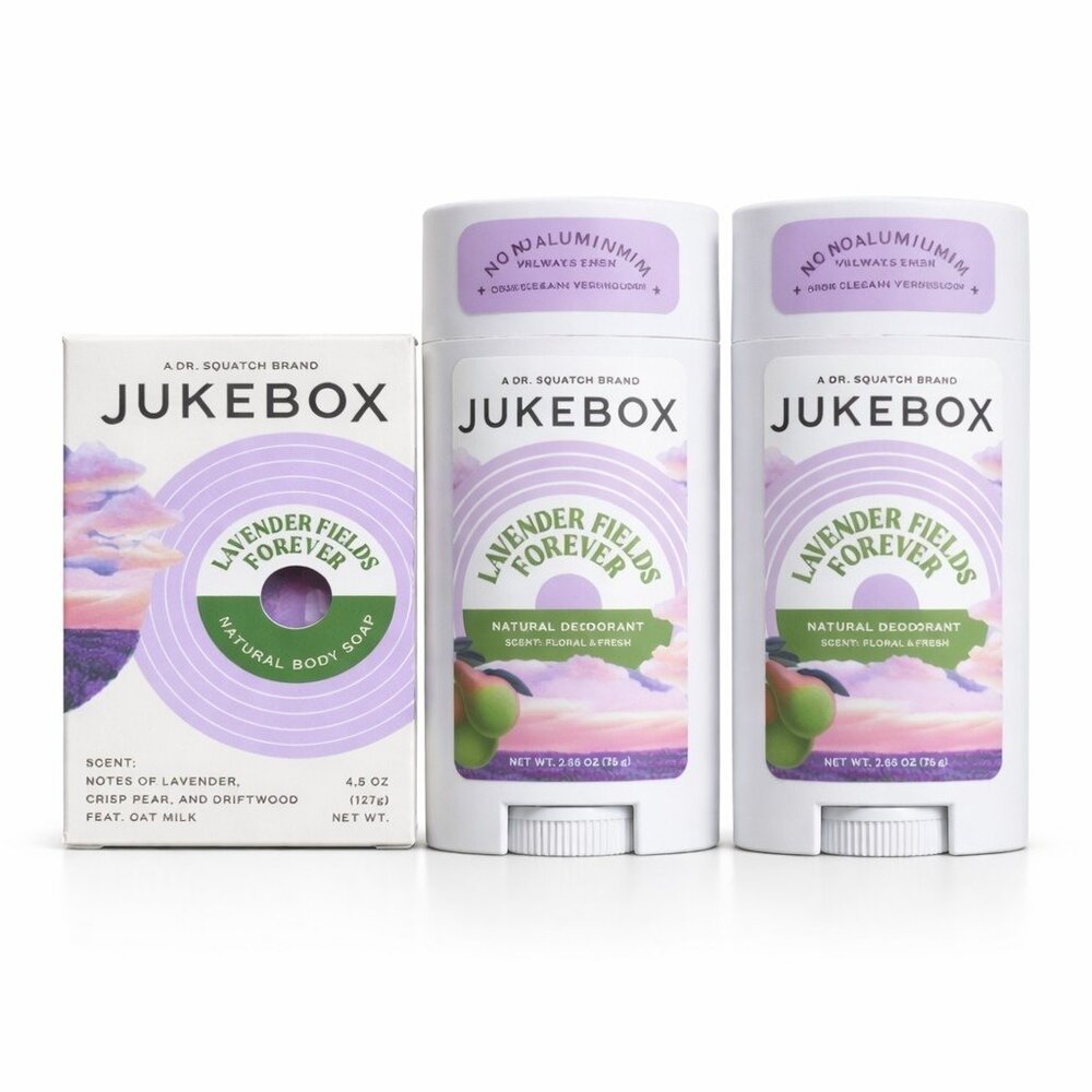 Jukebox Lavender Fields Forever 2 Deodorants + Soap Bundle‎ Aluminum Free